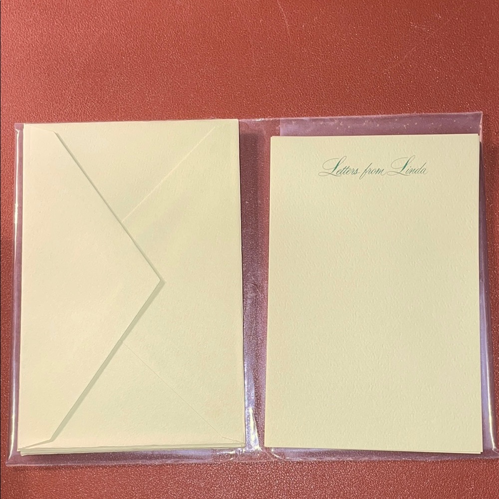 Personalized Green Note Cards - "Letters from Linda"